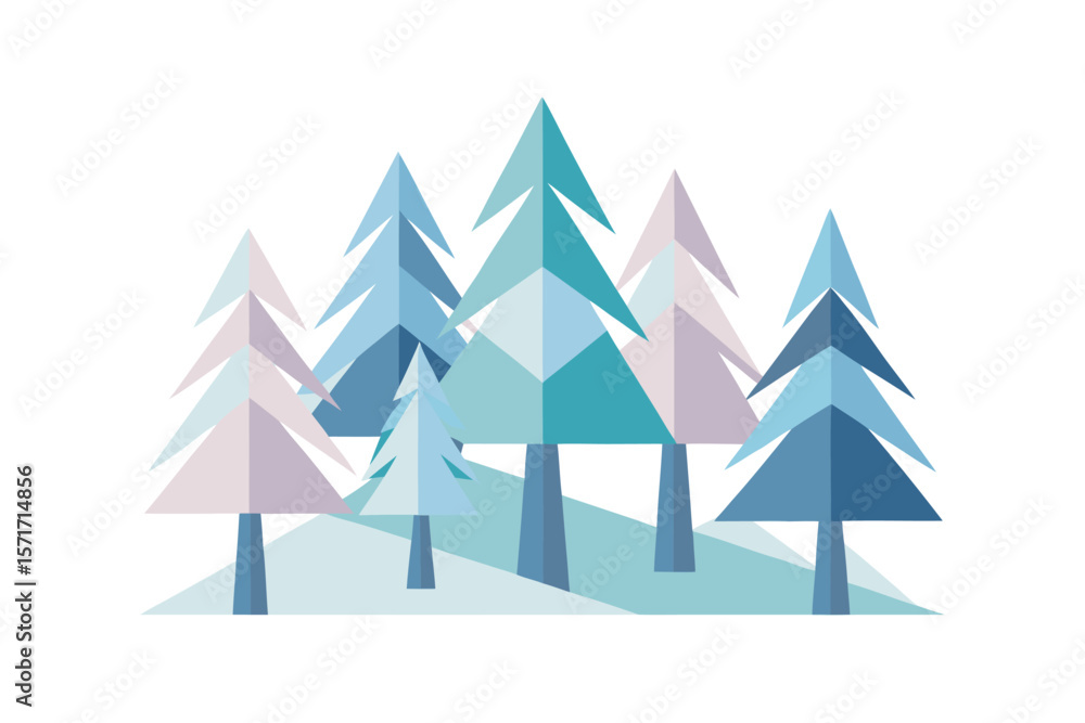 Fototapeta premium Abstract Winter Forest With Stylized Snow Covered Trees