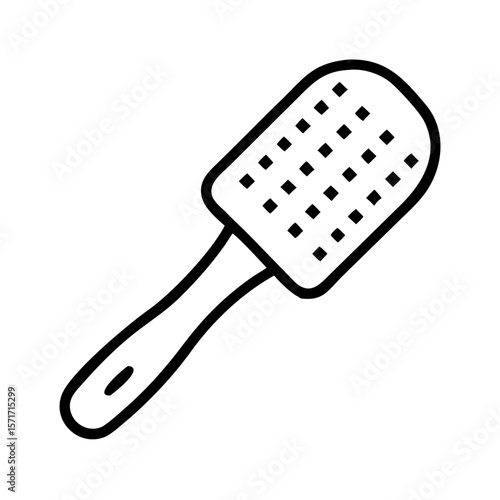 Kitchen spatula with perforated head and wooden handle design  