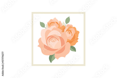 Delicate Pastel Pink And Peach Rose Bouquet Frame