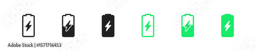 Battery icon set. Charge icon in vector design style. Graphic sign power. Level electricity button icons