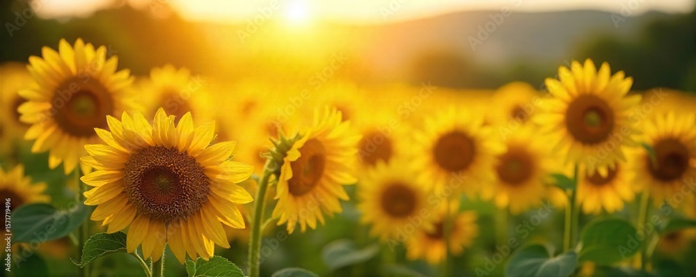 Obraz premium Vibrant Sunflowers Basking in Golden Sunlight A Cheerful Summer Harvest Scene