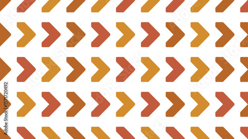 Repeating pattern of orange and coral arrows pointing right on a white background