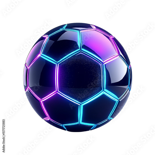 Glowing Futuristic Soccer Ball cyberpunk neon