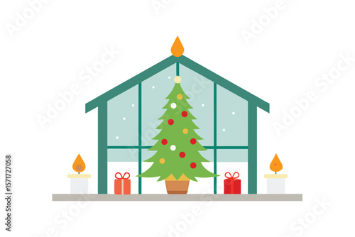 Christmas Tree In A Sunroom With Floral Touches And Natural Light