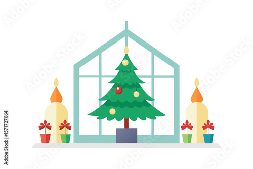 Christmas Tree In A Sunroom With Floral Touches And Natural Light