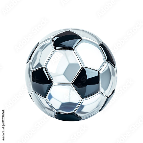 Shiny metallic soccer ball sports game