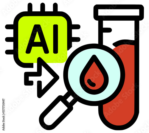 AI Analyzing Blood Sample – Abstract Color Icon