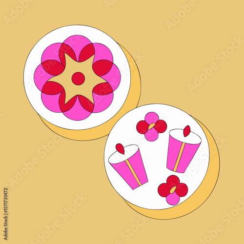 easter cake with eggs and flowers