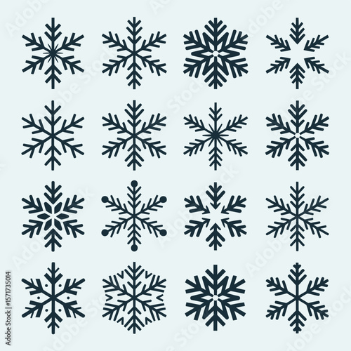 Collection of Simple Winter Snowflakes