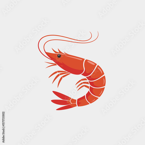 Cartoon Illustration of a Red Shrimp