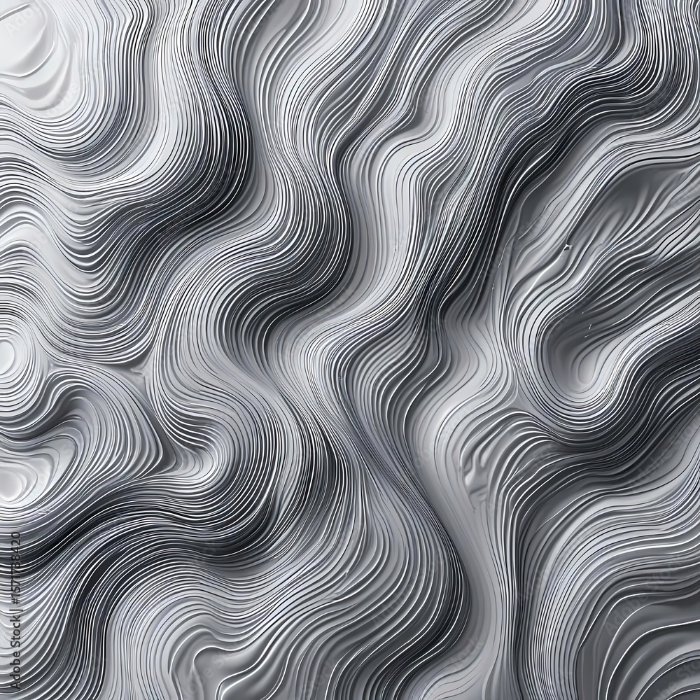 Obraz premium Abstract Metallic Silver Flowing Lines Texture Decorative Design Background