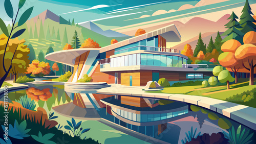 Crystal Bridges Museum of American Art in Arkansas blends nature and architecture, with galleries curving around water, glass reflections shimmering beside lush Ozark forests.