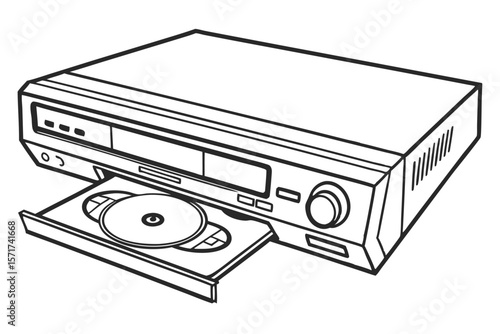 Stylized Illustration of a VCR DVD Player with Open Tray for Media