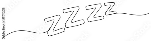 zzz letters vector illustration in continuous monoline style for sleep symbol