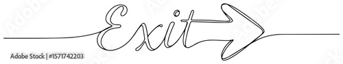 exit arrow text one line vector illustration design