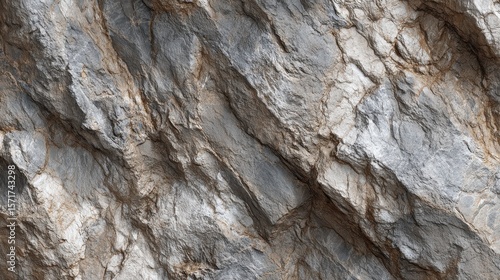 Textured gray rock surface showing mineral veins in natural formation