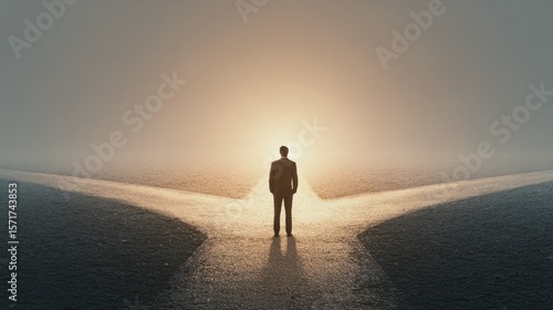 Businessman at a Crossroads