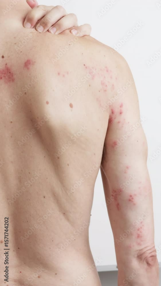 Documenting A Rash Patient presenting painful skin rash and inflamed blisters resulting ...
