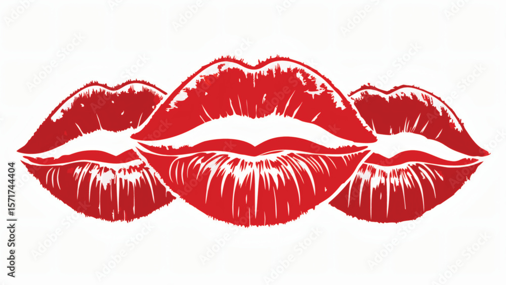 Red lips kiss imprint texture vector Red lips kiss imprint texture vector