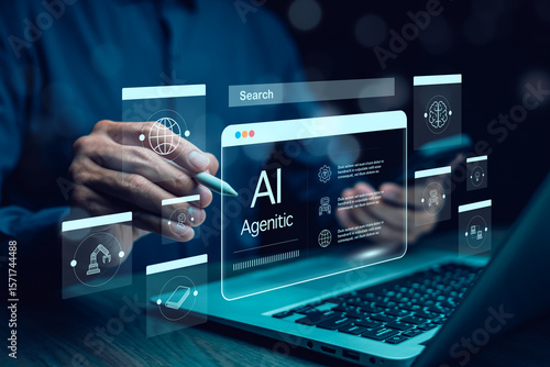 AI Agents Business and AI agent and generative artificial intelligence concept, Education, Data Analysis and AI customer support, chat and help provide ideas to improve