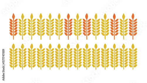 Wheat vector illustration of golden and orange wheat stalks for graphic design