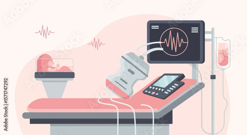 Advanced Ultrasound Examination And Monitoring With Modern Medical Technology Concept