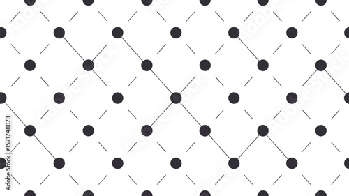 A repetitive pattern of black dots connected by lines on a light background