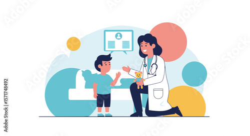 Doctor Explaining Diagnosis To Young Patient Illustration In Clinic Or Hospital Setting