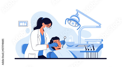 Professional Dentist Inspecting Patient's Oral Health In Modern Clinic