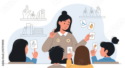 Interactive Education Session For Children With Learning Disabilities In Classroom
