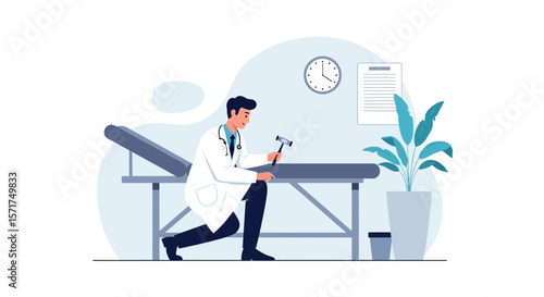 Doctor Neurological Exam Examining Patient Medical Professional Checkup In Clinic
