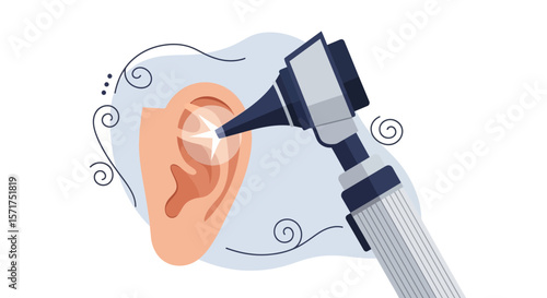 Ear Examination With Otoscope Device In Clinic For Medical Checkup