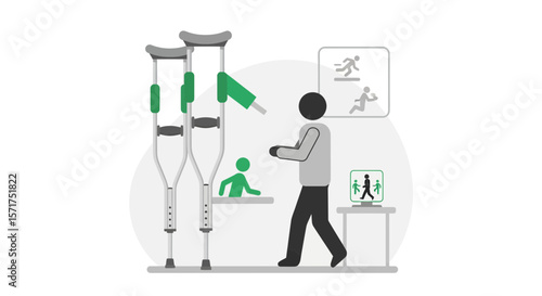 Rehabilitation Center Demonstrating Movement Restriction Recovery And Physical Therapy Progress