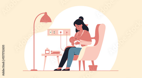 Breastfeeding Mother In Hospital Room Relaxing With Her Newborn Baby