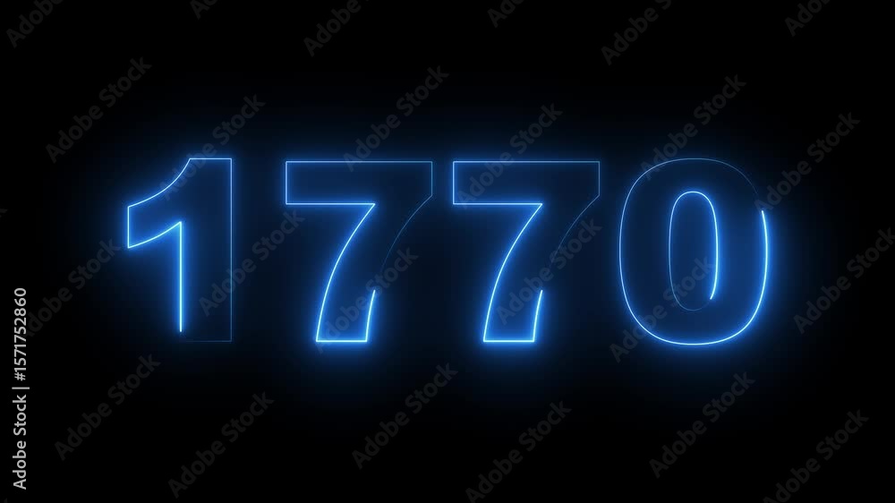 1770 neon line text. Abstract 1770 neon text animation, Glowing neon number text background. video animation . important year, important date 1770. Educational mathematics 1770 animation. 1770 neon line text. Abstract 1770 neon text animation, Glowing neon number text background. video animation . important year, important date 1770. Educational mathematics 1770 animation.
