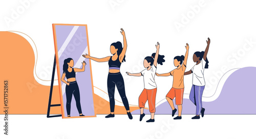 Empowering Dance Instructor Guiding Young Students Through Joyful Movement Session