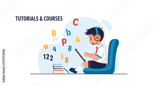 Engaging Digital Learning Young Student Exploring Education Content Online