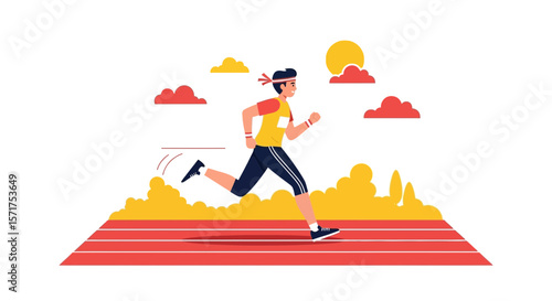 Runner Training Hard Preparing For A Track And Field Athletics Competition