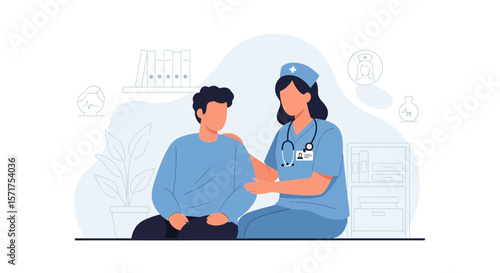 Caring Nurse Comforting Patient Medical Assistance Healthcare Professional Consultation