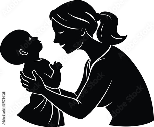 Mother Burping Baby Silhouette,Baby Care Moment