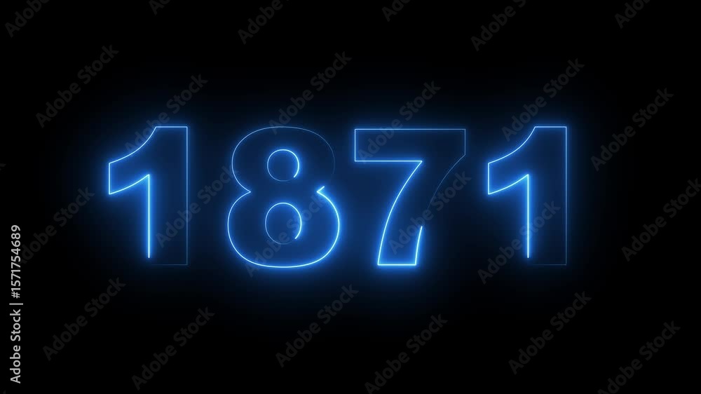 1871 neon line text. Abstract 1871 neon text animation, Glowing neon number text background. video animation . important year, important date 1871. Educational mathematics 1871 animation. 1871 neon line text. Abstract 1871 neon text animation, Glowing neon number text background. video animation . important year, important date 1871. Educational mathematics 1871 animation.