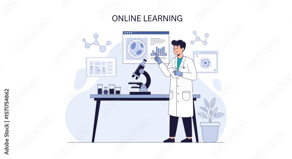 Fototapeta premium Scientist Conducting Virtual Research In His Laboratory Using Modern Equipment