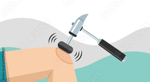 Examining Patellar Reflex Using Reflex Hammer Tool For Medical Illustration