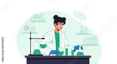 Scientist Conducts An Experiment In A Laboratory For Medical Research And Development