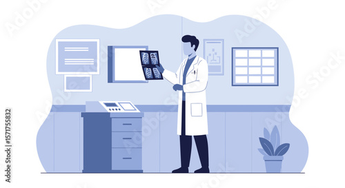 Medical Professional Analyzing X-Ray Image Inside the Hospital Clinical Room