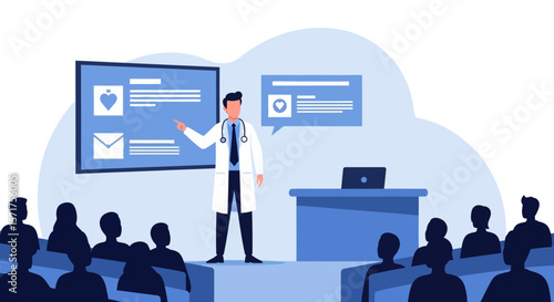 Medical Professional Delivering a Presentation to an Audience on Healthcare Topics