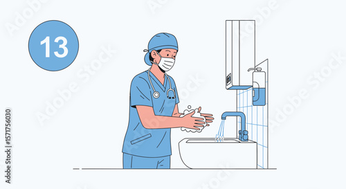 Medical Professional Demonstrating Proper Handwashing Technique For Germ Prevention