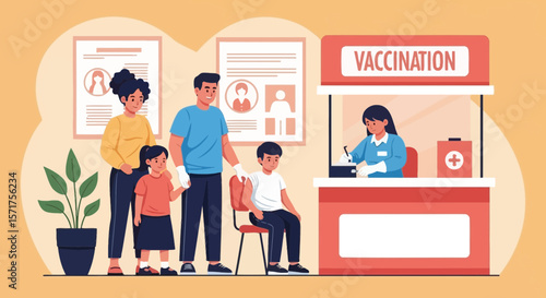 Family Getting Vaccinated At The Vaccination Center For Disease Prevention