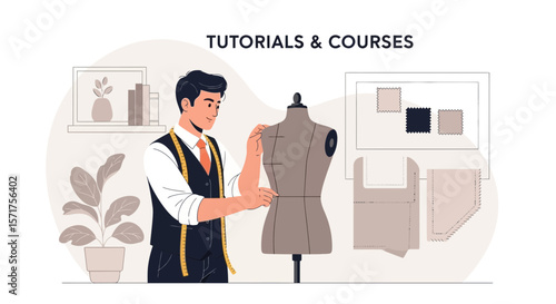 Fashion Designer Works On A New Design, Creates A New Style Collection
