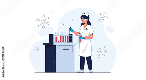 Female Doctor Analyzing Sample in Laboratory for Medical Research Purposes